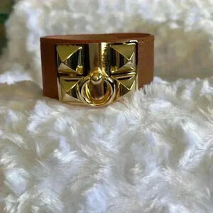 Brown and Golden spiked cuff